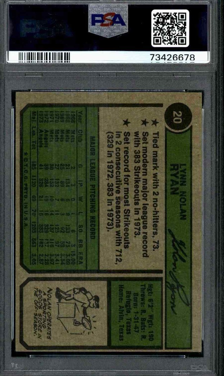 1974 Topps #20 Nolan Ryan - PSA 6 | eBay