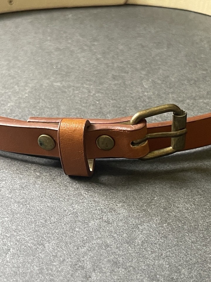 Womens Leather Skinny Belt Brown Tan Casual Dress Adjustable Office eBay