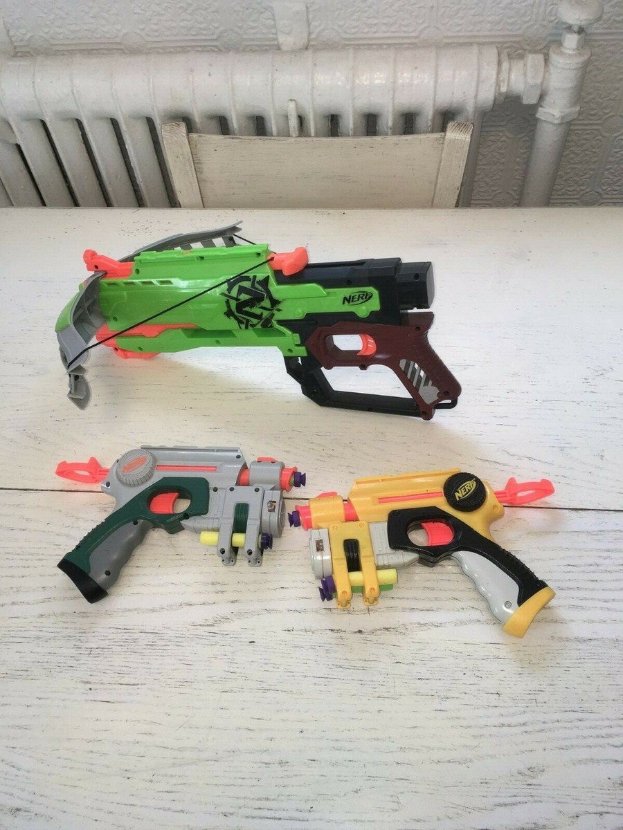 Nerf Zombie Strike Cross Bow Handguns Guns Revolvers Toy Green Yellow