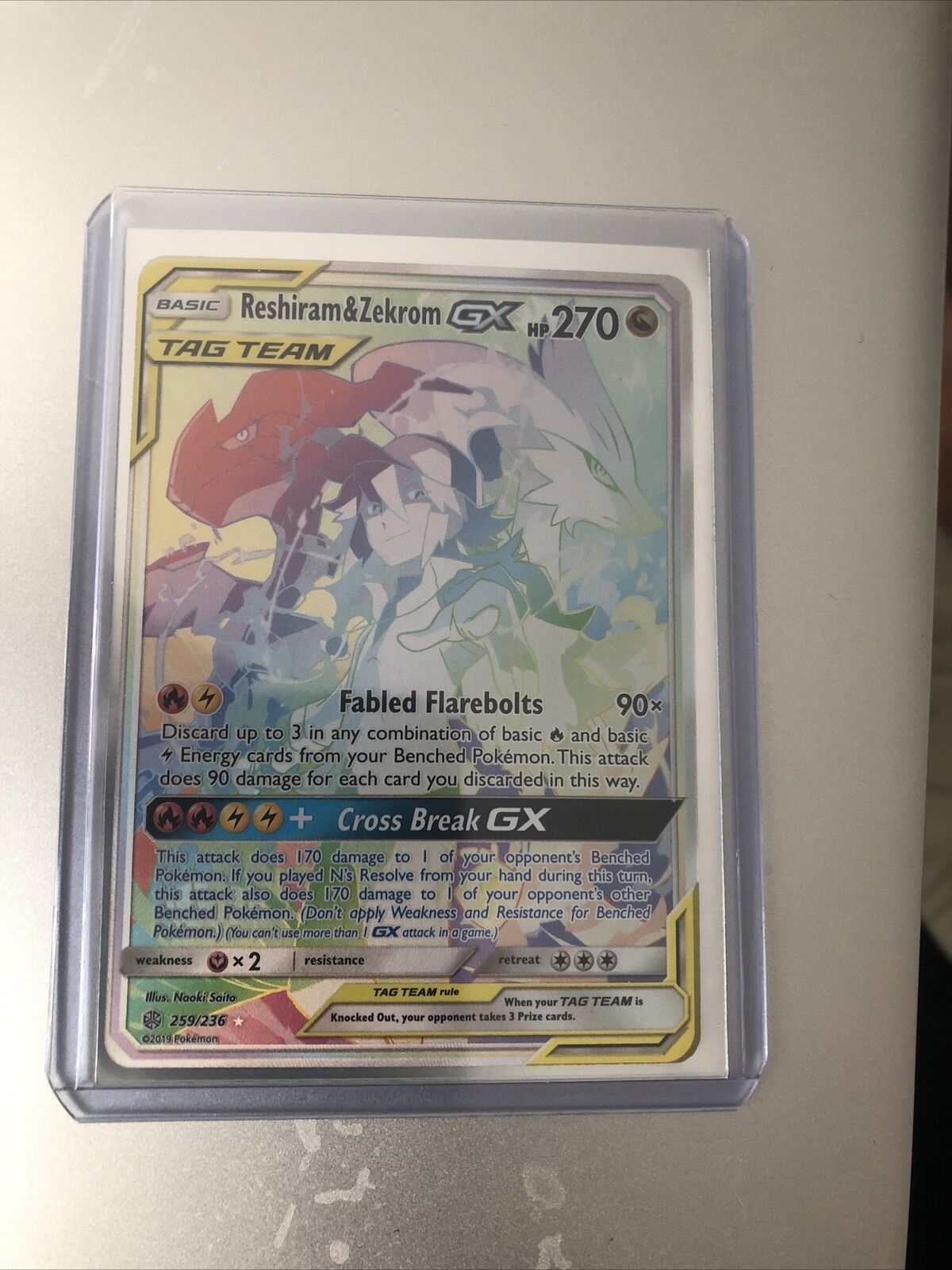 Reshiram & Zekrom GX Rainbow Rare, Hobbies & Toys, Toys & Games on