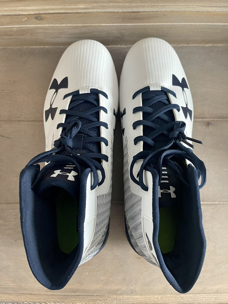 Under Armour Hammer MC White / Navy Blue Football Cleats  display picture 3