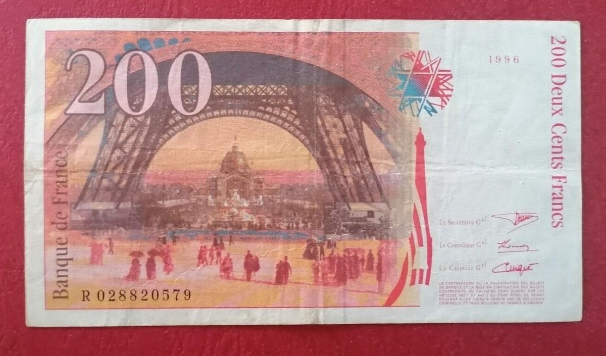 FRANCE 200 Francs 1996 Banque de France Banknote Eiffel VF | eBay