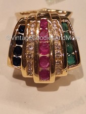 14k Gold Diamond Ruby Sapphire Emerald Clip Slider Pendant Necklace Enhancer