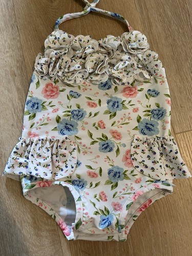 Mud Pie Baby Girls One Piece Floral Swim Suit Size 2t