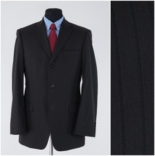 Mens HUGO BOSS Blazer 40R US Size Striped Dark Brown Wool Sport Coat Jacket