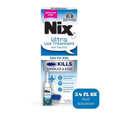 Nix Ultra Lice Removal Kit, Super Lice Treatment Hair Solution, 3.4 Fl Oz & Comb