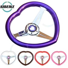 Heart Shape Steering Wheel Purple Pink Green Blue White Red Deep Dish Racing