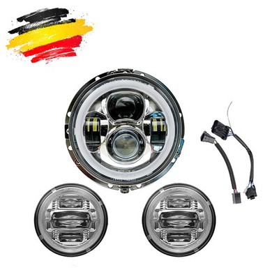 für Harley Ultra Classic Softail 7 Zoll LED Scheinwerfer+4,5'' Nebelscheinwerfer