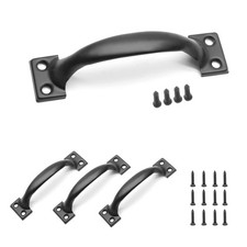 4 Inch Matte Black Cabinet Handles - 4Pcs Metal Drawer Pulls for Rustic Dress...