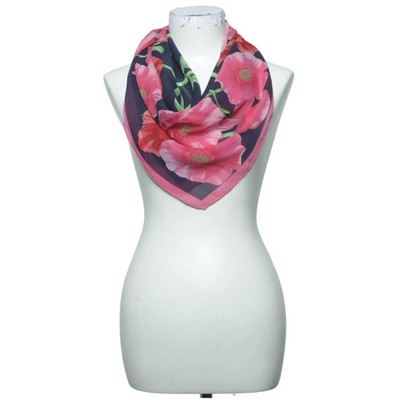 Halston, Sommerschal, Damen, Seide, Blau/Pink/Mehrfarbig, Blumen, 87 cm, 80 #gf0