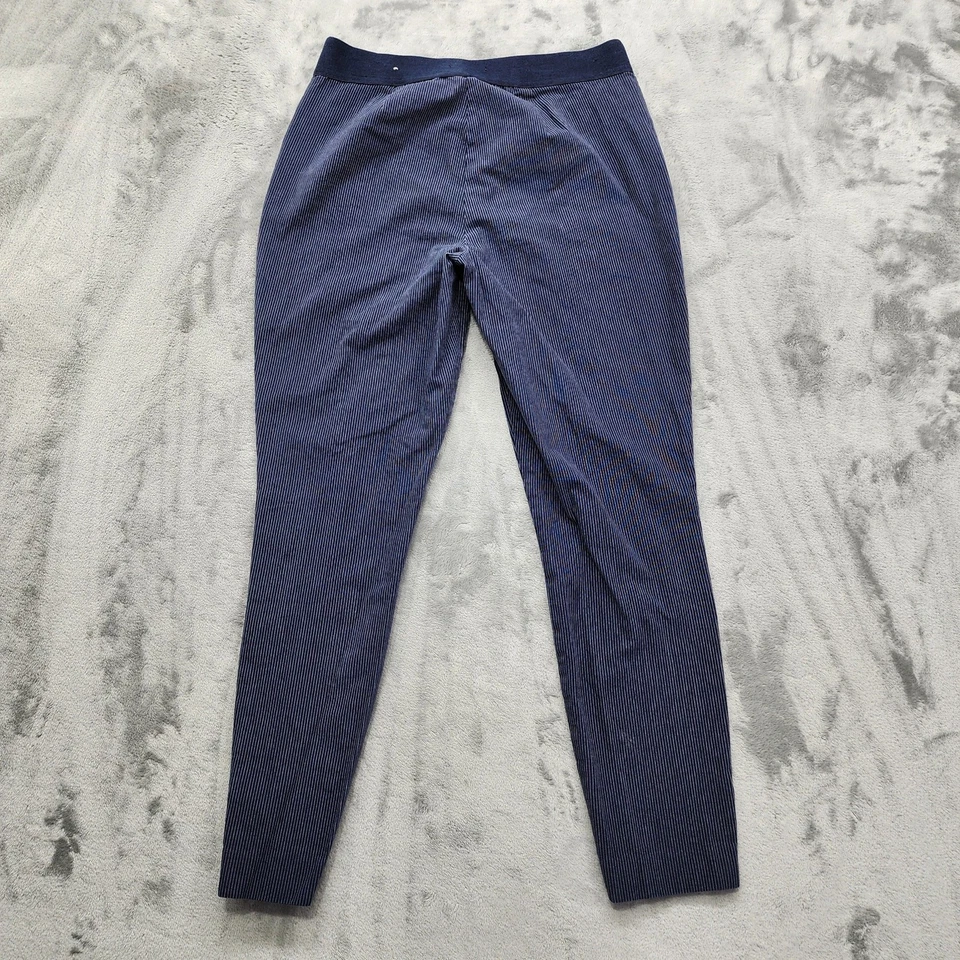 Pantalones Maurices Mujer 10 Azul Blanco Rayas Ajustados Tobillo Cremallera Lateral Elastizados Oficina Foto 2 de 4