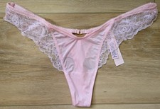 NWT Victoria's Secret Pink Silky Smooth Lace Trim High-Leg Thong Panties M