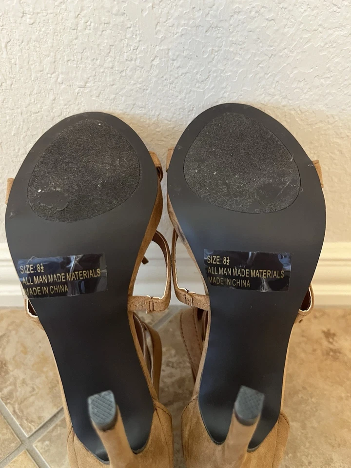 Sandalias de tacón alto para mujer, cremallera en la espalda, qupid, tostadas talla 8,5 Foto 4 de 4