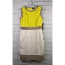 NWT Tahari by ASL sheath dress Ronald yellow khaki Arthur S. Levine size 8 $129