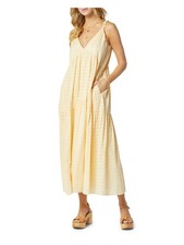JOIE Womens Yellow Adjustable Sleeveless V Neck Tea-Length Shift Dress L
