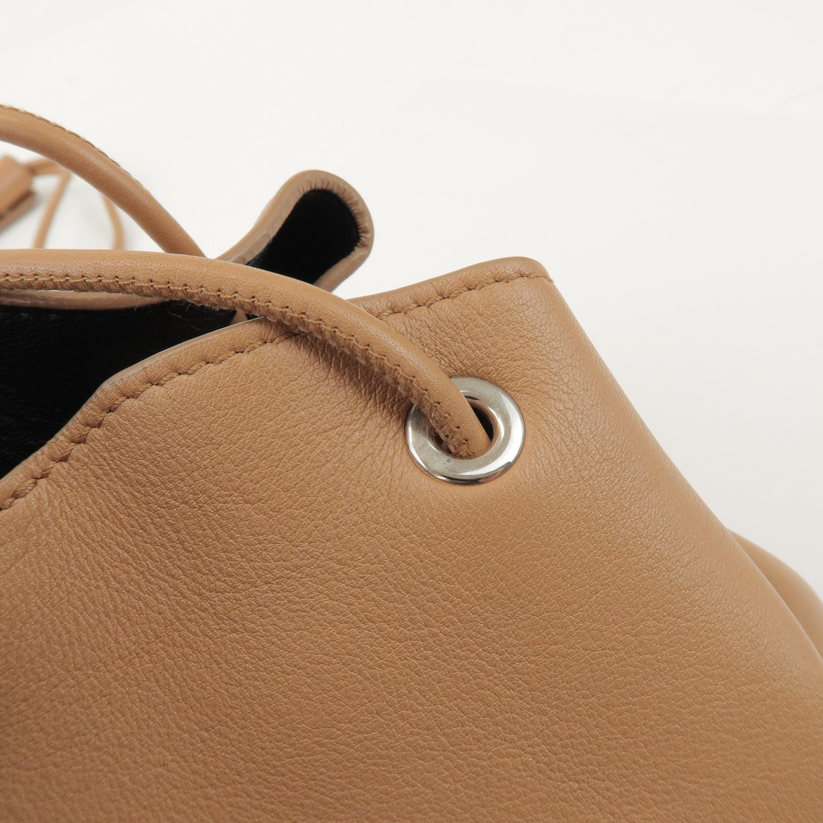 JIL SANDER Drawstring Leather Shoulder Crossbody Bag Light Brown Auth Used F/S