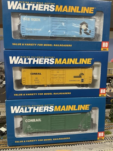 Walthers HO 50’ Boxcars (1) Rock Island (2) Conrail Lot Of 3