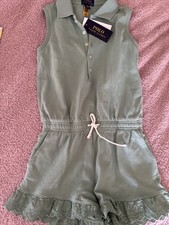 POLO Ralph Lauren Big Girls Mint Green Lace Romper Medium / 8-10