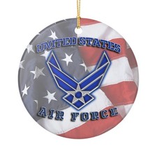 United States Air Force USAF 3" Ceramic Christmas Ornament Made In The USA Ships