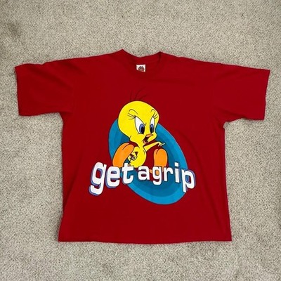 Vintage 90s Looney Tunes Tweety Bird ''Get a Grip'' Single Stitch Graphic T-Shirt 