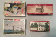 Plasticville Kits Park Asst/Telephone Poles/Churches Lot 26
