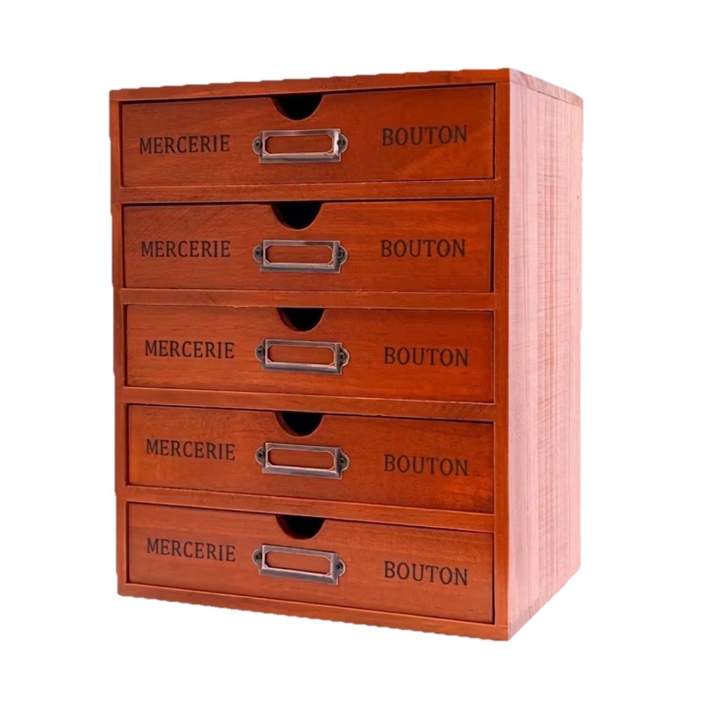 Vintage Holz Schubladenbox 5 Schubladen Aufbewahrungsbox Organizer Schmuck