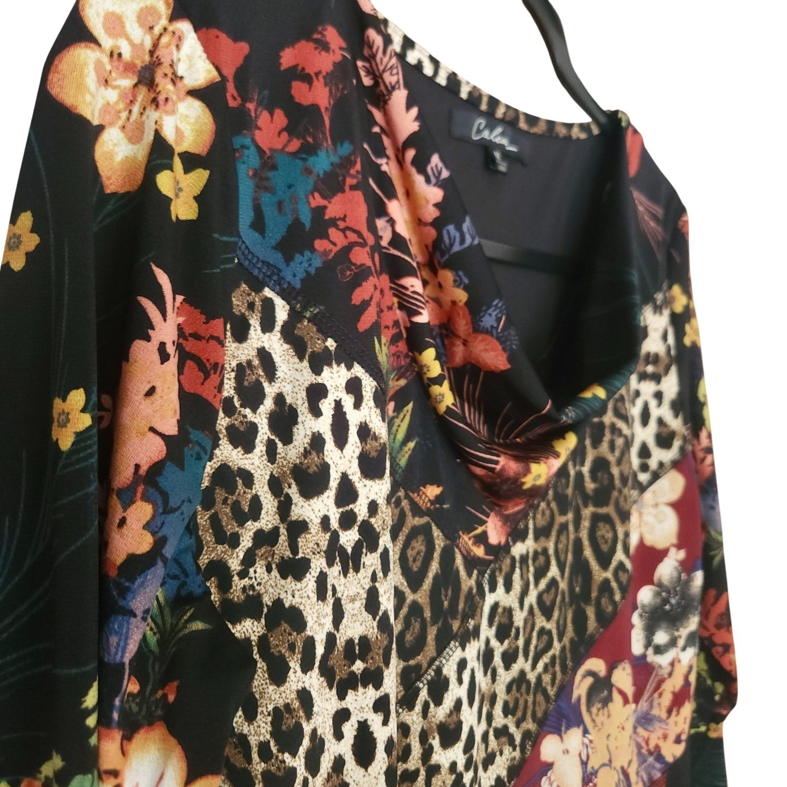 CALESSA Patchwork Tunic Top size Medium Boho Flor… - image 5