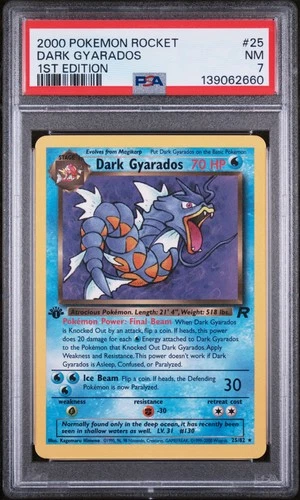 2000 POKEMON ROCKET 1ST EDITION #25 DARK GYARADOS PSA 7