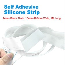 Self Adhesive Backed Silicone Strip Roll Tape Sticky Seal White - Various Sizes