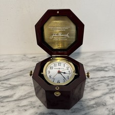 Howard Miller Desk Clock Chronometer Brass in Hexagon Box 5" X 5" Presentation