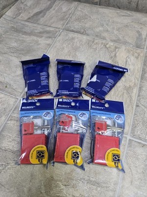 6pc Brady Velocity Lockout Padlock, 6 Pins, Keyed Different, Red   929180