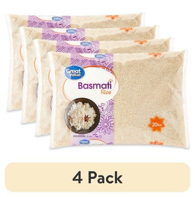 Genuine Basmati Rice Long Grain 20 lb Bag 4 Pack Bulk Pantry Staple