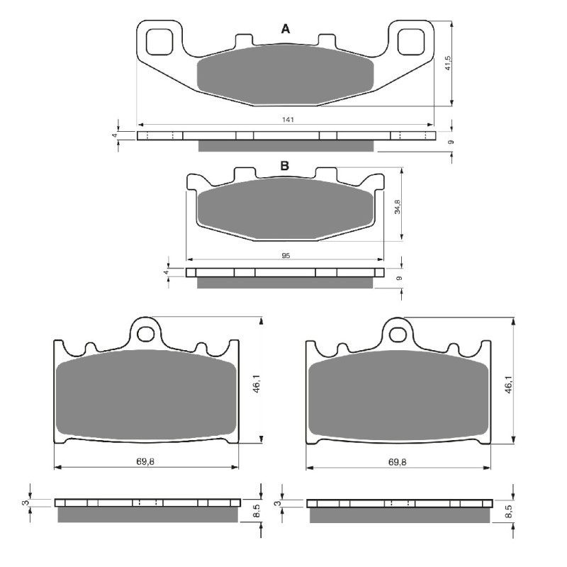 Plaquettes de frein ZZR 1100 à friction stable pour un freinage précis - 3