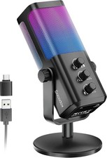 RGB Gaming Microphone USB Computer Condenser Mic with Noise Cancellation