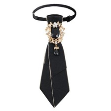 Neck Ties for Women Girls, Rhinestone Crystal Womens Tie Adjustable Pre Black