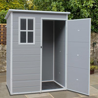 Garden Storage Shed Lockable Plastic Weatherproof Ventilated Outdoor Grey