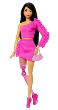 Barbie Deluxe Style Doll #2 in Barbiecore Outfit, Black Hair&Glittery Prosthetic
