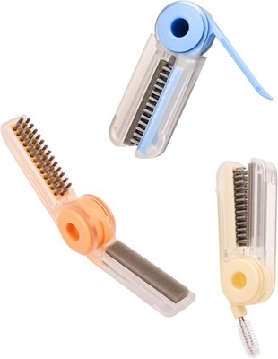 4 in 1 Cup Lid Cleaning Brush Set (3 Pcs, Blue,Orange,Beige) Foldable Cup Lid