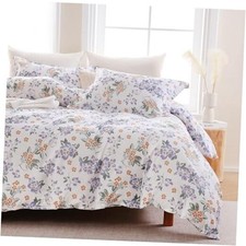 100 Cotton Duvet Cover Queen Size, Floral Queen U.S. Standard Purple Flower