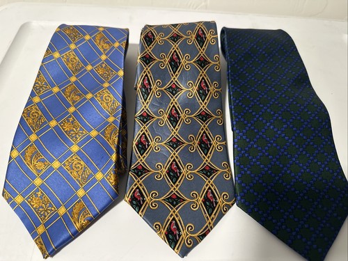 Set Of Three Silk Lanvin Paris Ties Neckties Assorted Print - Picture 2 of 6