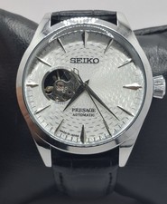 SEIKO Presage Automatic Open Heart Black Leather Strap Pre Owned Mint Condition