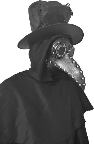 Stegosaurus Plague Doctor Bird Mask Long Nose Beak Cosplay Steampunk A-black
