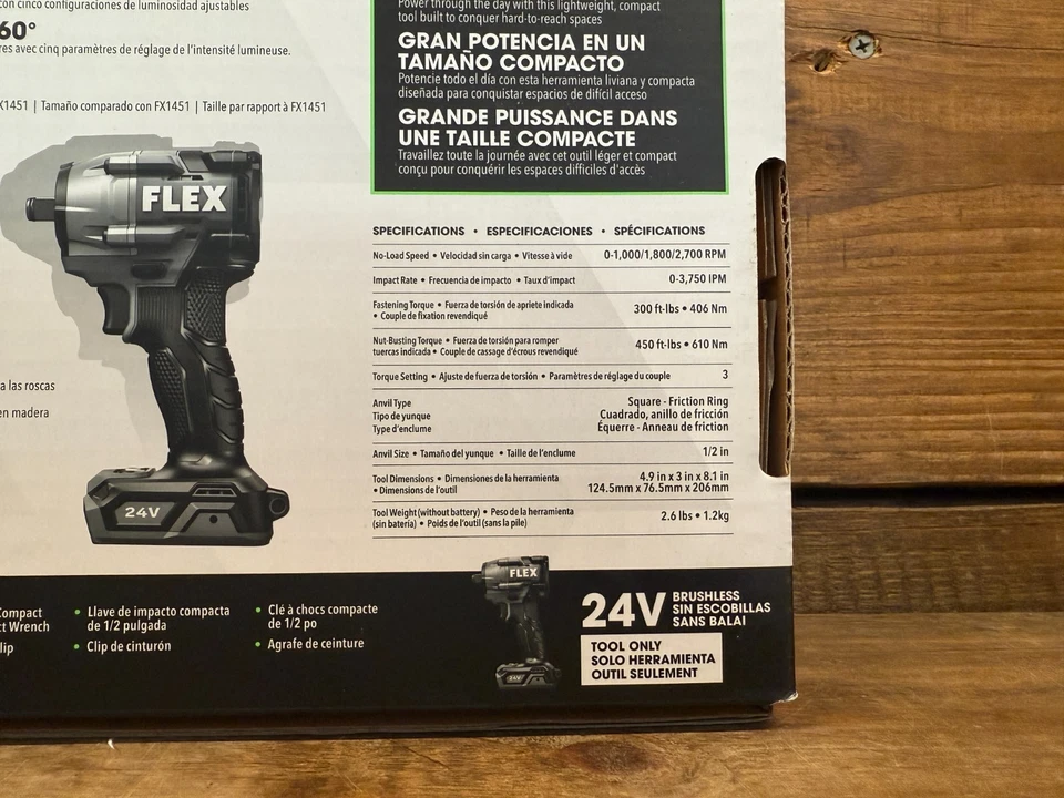 Flex 24V 1/2" Impact Wrench FX1431-Z Professional Grade Tool Only (Quantity) - Image 4 of 4
