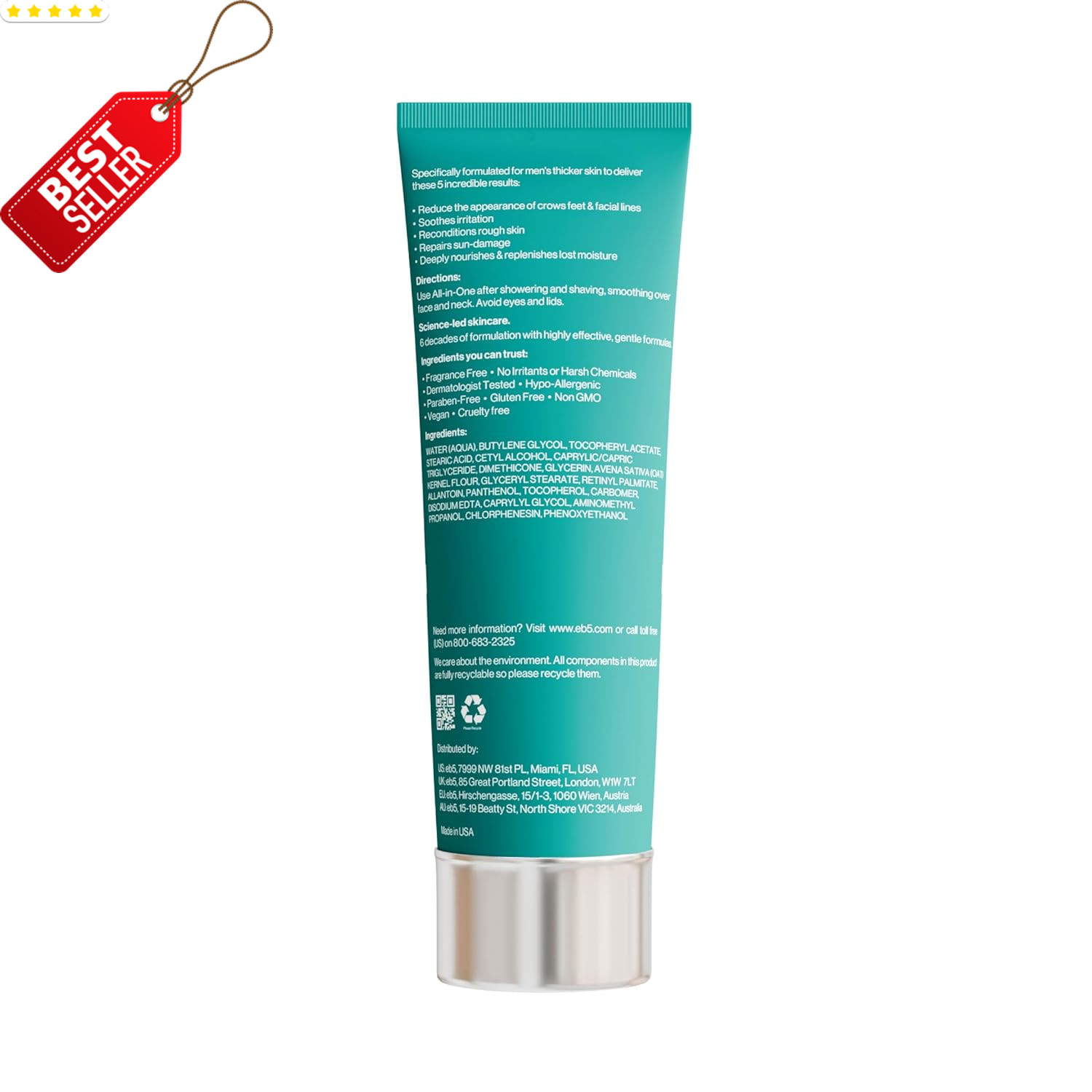 Men’s Anti-Aging Face Cream Retinol Vitamin E B5 Moisturizing 4oz US