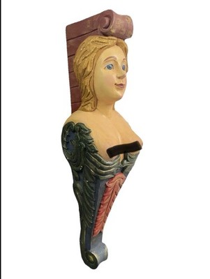 Vintage Nautical Pirate Ship Bow Art Woman Lady Ship Figurehead Wood Statue 24 