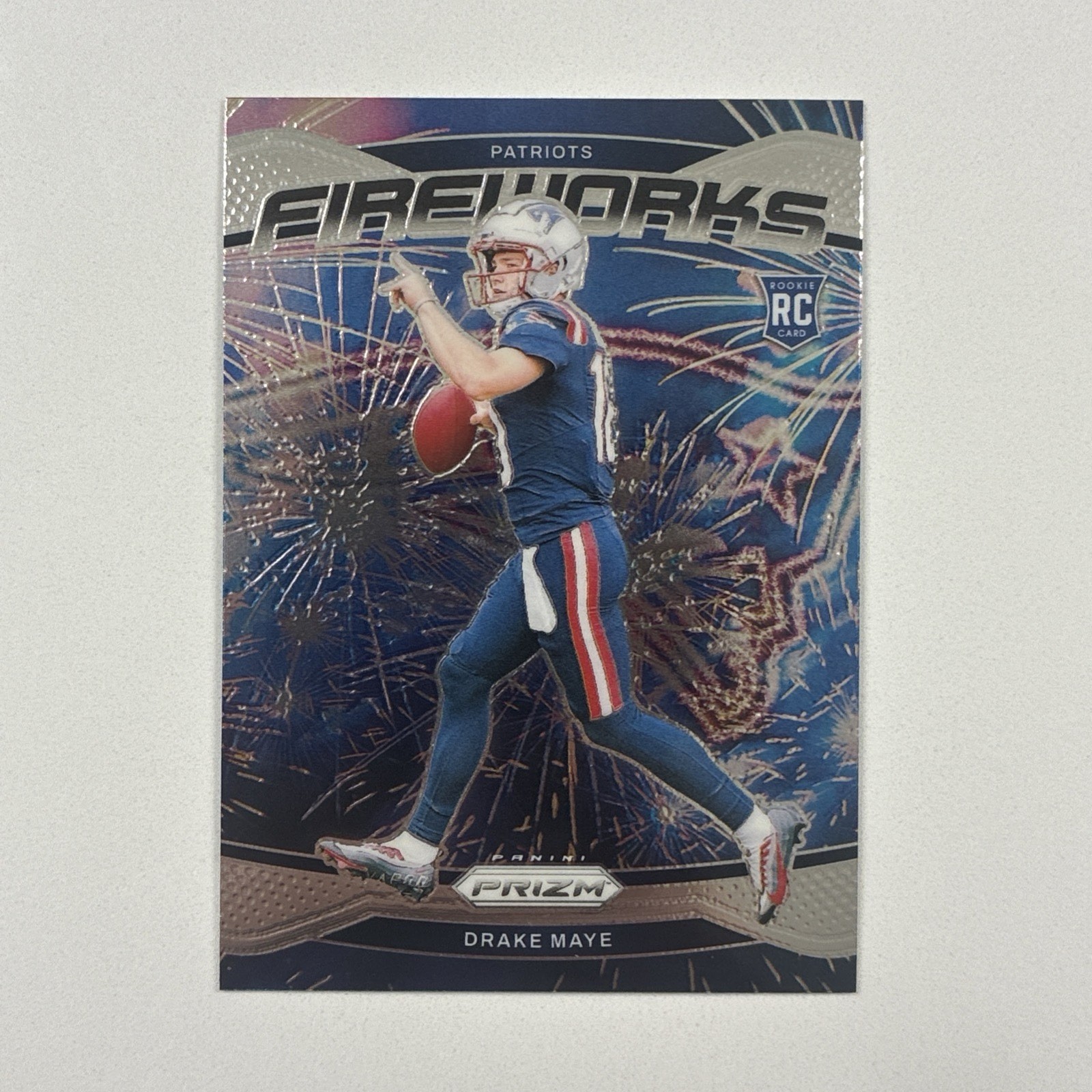 2024 Panini Prizm - Fireworks Drake Maye #22 Silver Prizm (RC)