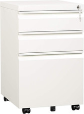 3-Drawer Mobile File Cabinet Under Office Desk , Assembled except Casters, Fits