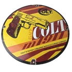 Vintage Colt Firearms Sign - Revolvers Automatic Pistols Guns Porcelain Gas Sign