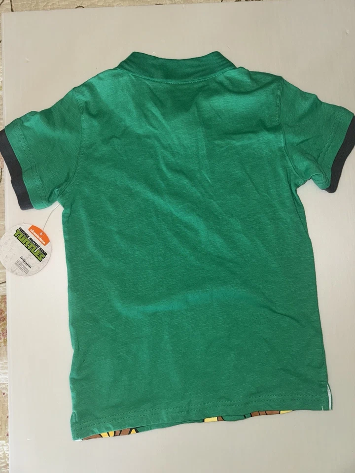 Teenage Mutant Ninja Turtles TMNT Boys Short Sleeve Michelangelo Polo Shirt Sz 7 - Image 3 of 4