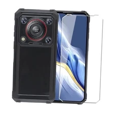 Case for Oukitel WP36 Pro + Glass Screen Black Case + Tempered Glass*1